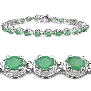Buy 5.40 Carat Genuine Emerald Ovals Silver Bracelet by JewelzDirect