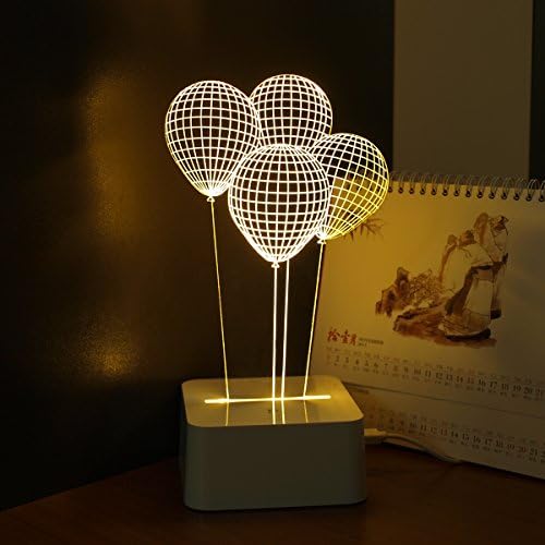 Hideeled Optical Illusion Touch Control 3d led art light, Warm White Color with Various Design for furnishings (Balloon)