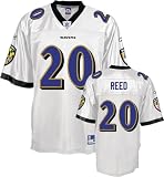 Ed Reed Jersey: Reebok White Replica #20 Baltimore Ravens Jersey - Medium