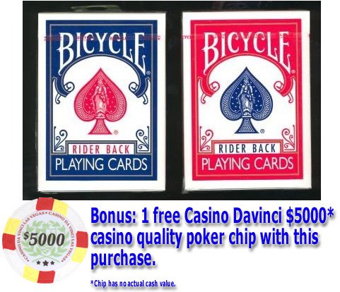 Bicycle Poker Playing Cards 1 red and 1 blue Decks