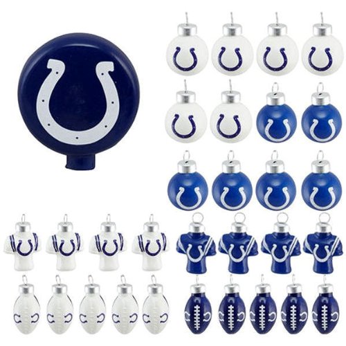 Forever Collectibles Indianapolis Colts Blown Glass Tree Top Ornaments - Pack Of 31