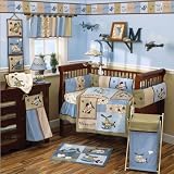 Six Piece Crib Set (quilt, bumper, sheet, dust ruffle, diaper stacker, valance)