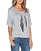 Romastory Womens Street Style Feather Pattern T-Shirts Casual Loose Top Tee Shirts (L, Gray)