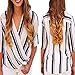 Sunward(TM) Sexy V-neck Half Sleeve Loose Striped Beach T-shirt Women