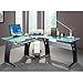 Graphite & Frosted Glass L-Shaped Computer Desk with CPU Caddy