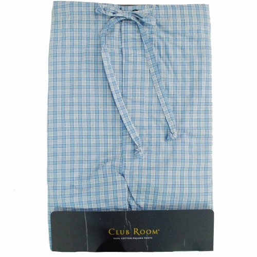 Club Room Pajamas, Fashion Cotton Pants Blue Check S