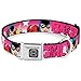 Buckle-Down Seatbelt Buckle Dog Collar - BATGIRL Bubble Letters w/Stars Pink/White - 1.5