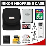 Nikon Coolpix 9616 Neoprene Digital Camera Case (Black) with 8GB Card + EN- ....