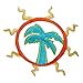 ID 1764 Palm Tree Sun Patch Tropical Emblem Craft Embroidered Iron On Applique