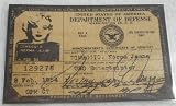 Marilyn Monroe USO ID Identification Card 1954