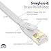 CAT7 Flat Ethernet Cable, Fosmon (White - 10 Feet) CAT7 Snagless RJ45 Ethernet Network Patch Cable [FLAT Tangle Free] - Ultra Speed 10 Gigabit 600Mhz Patch - Modem / Router / LAN / Printer / MAC / Laptop