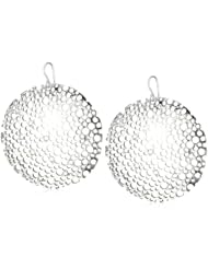 Devon Leigh "Bold Silver" Rhodium Dipped Carved Disc Earrings