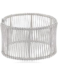 Italian Sterling Silver Beaded Weave Bangle Bracelet, 2.8"