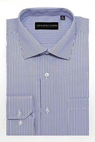 Men's Regular Fit Spread Collar Stripe Pattern Dress Shirt