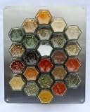 Organic Spice Kit (24 Magnetic Jars FILLED with Everyday Organic and Ethical Spices, INCLUDES METAL WALL PLATE) (18/10 Steel)