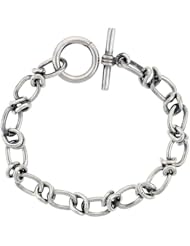 Sterling Silver Oval Cut-out Link Bracelet Toggle Clasp Handmade 3/8 inch wide, sizes 8, 8.5 & 9 inch