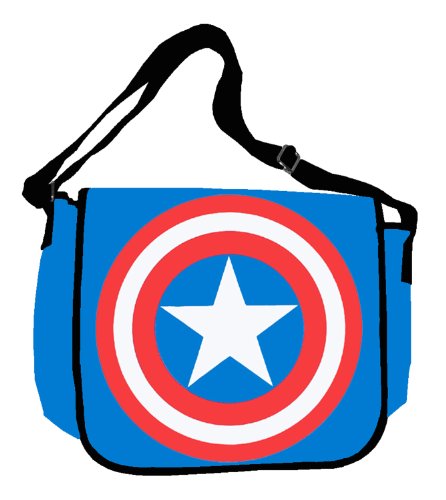  Silver Buffalo MC4701MB Marvel Captain America Shield 15-Inch by 12-Inch Messenger Bag, Multi-Color