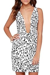 Leopard Print Polyester/Spandex Cutout  Dress