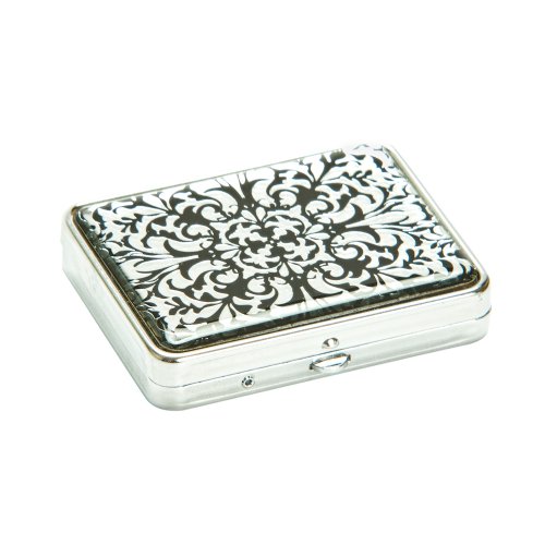 Black and Silver Damask Pill Box