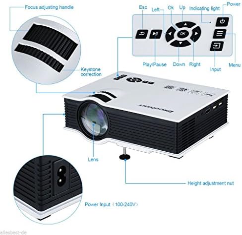 Multi-media Mini Portable 800 Lumens LED Video Projector Micro Home Cinema Theater Projector 1080p HDMI//AV/SD Supported
