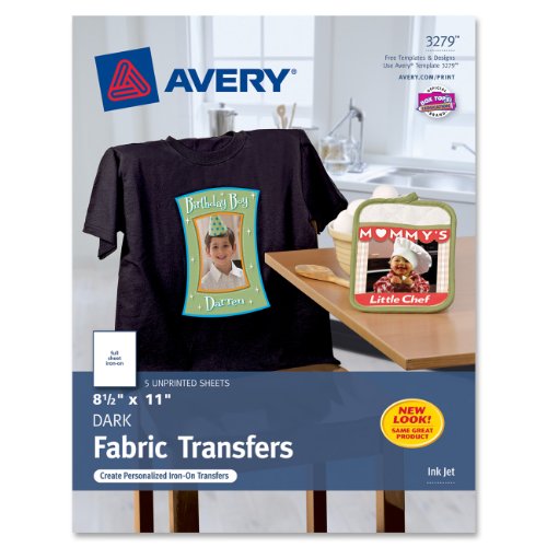 Avery Personal Creations InkJet Iron-On Dark T-Shirt Transfers White Five Sheets per Pack 03279B0000C0CJ0