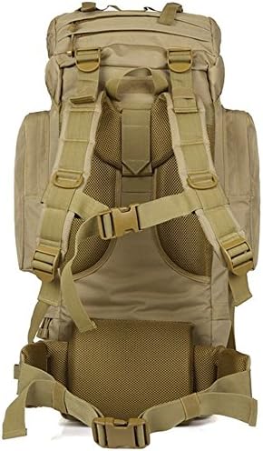 GEBANG 65L Sport Military Tactical Rucksack Outdoor Hiking Camping Trekking Daypack Backpack With Rain Cover Waterproof (Khaki)