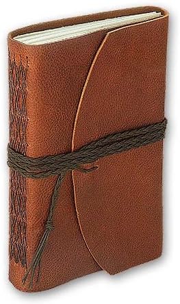 Rustic Leather Journal or Sketchbook 7w x 10-1/2h x 160 pages in soft Cognac brown Italian tanned leather. Made in USA.