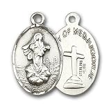 Sterling Silver Our Lady of Medugorje Pendant with Sterling Silver Lite Curb Chain 18 inch