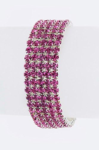Chic Chelsea 5 Row Rhinestones Strertch Bracelet (Pink)