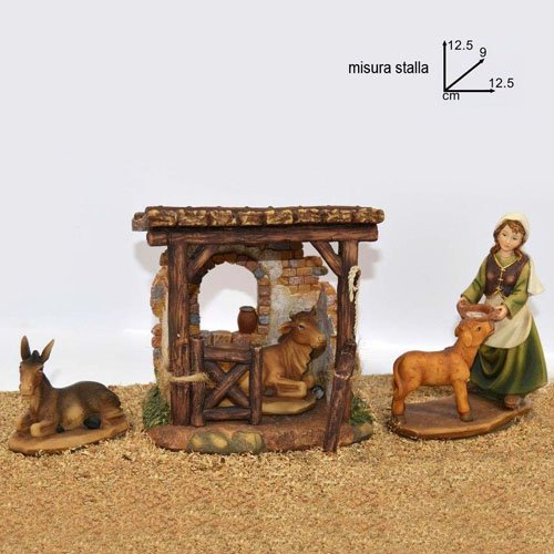 Scenario stalla c/donna per presepe 