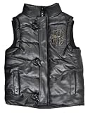 Blac Label Boys Jet Black Pleather Bubble Vest