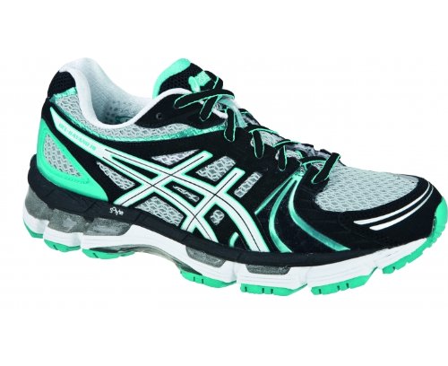 ASICS Damen Gel-Kayano 18 Laufschuhe, Silber/Schwarz/Blau, 35.5
