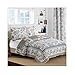 All American Collection New Reversible 3pc Floral Printed Blue/White Bedspread/Quilt Set (Queen Size)