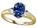 1.79 cts Created Sapphire and Genuine Diamond Ring - 14kt White or Yellow Gold