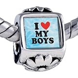 Pandora Style Bead I Heart Boys Photo Beads Fits Pandora Bracelet
