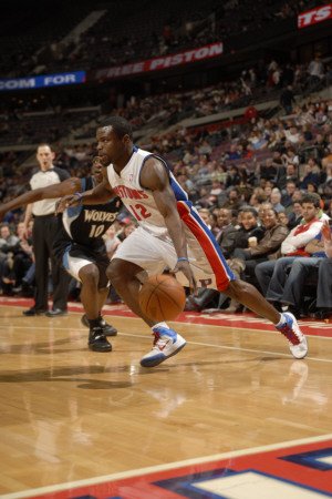 Minnesota Timberwolves v Detroit Pistons, Auburn Hills, MI - March 2: Will Bynum and Jonny Flynn Photographic Poster Print by Allen Einstein, 8x12