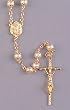 Wedding Rosary - 5mm Genuine Mother-Of-Pearl Cap Mounted Beads - 18" Gold Filled Chain - IMPORTED FROM ITALY - Boxed, White Bead Color
