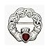 Valentines Day Bling Jewelry Sterling Silver Irish Celtic Claddagh Brooch Pin with Red Ruby Color Heart CZ