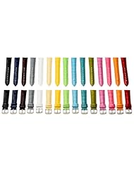 14mm (Set of 15) Classic Croco Grain Leather Watch Band Strap (Quick Release Pins!) with Stainless Steel Buckle - Fits All Watches!!!