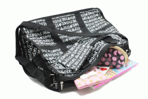 I LOVE PEACE 総柄 トラベルボストンバック[CODE:0043044] ブラック FREE