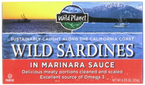 Wild Planet Wild Sardines in Marinara Sauce, 4.375-Ounce Tins (Pack of 6)