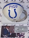 Lenny Moore Autographed/Hand Signed Baltimore Colts 2-Bar Mini Helmet with HOF 75 Inscription