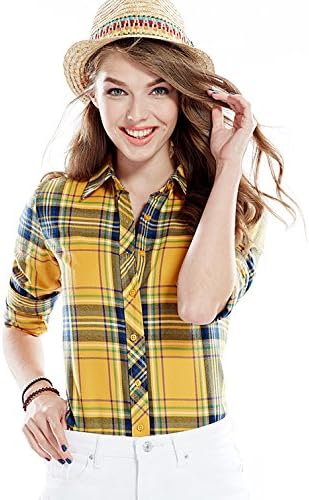 BRIOSO Womens Clothing Easy Care Plaid Check Shirts