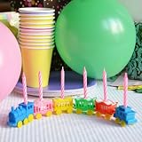 Vintage Animal Train Candle Holder Set w/ Pink Candles