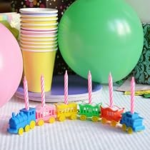 Vintage Animal Train Candle Holder Set w/ Pink Candles