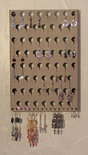 Angelynn's Slim Earring Angel Pierced Earring Holder & Body Jewelry Organizer - Hanging Wall Mount Earring Tree Storage Rack (Stardust Silver-EAS)