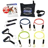 *NEW Bodylastics 11 pcs Resistance Bands *BASIC TENSION STACKABLE SYSTEM (58 lbs.) with 4 Failsafe anti-snap exercise tubes and Heavy Duty components