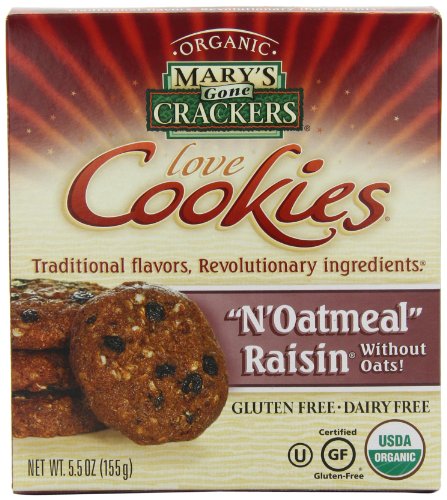 Mary's Gone Crackers love Cookies, N'Oatmeal Raisin, 5.5-Ounce Boxes (Pack of 6) 