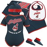 Majestic Cleveland Indians Newborn Rookie of the Year 5 Piece Gift Pack