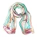 Wrapables Lightweight Sheer Silky Feeling Chiffon Scarf, Teal Floral